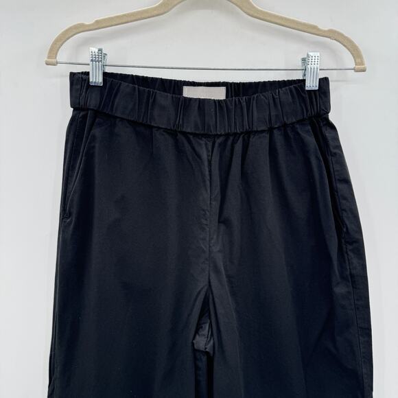 Everlane Cotton Poplin Pull On Wide Leg Pants Sz 8 Black Stretch Quiet Luxury - Picture 3 of 13